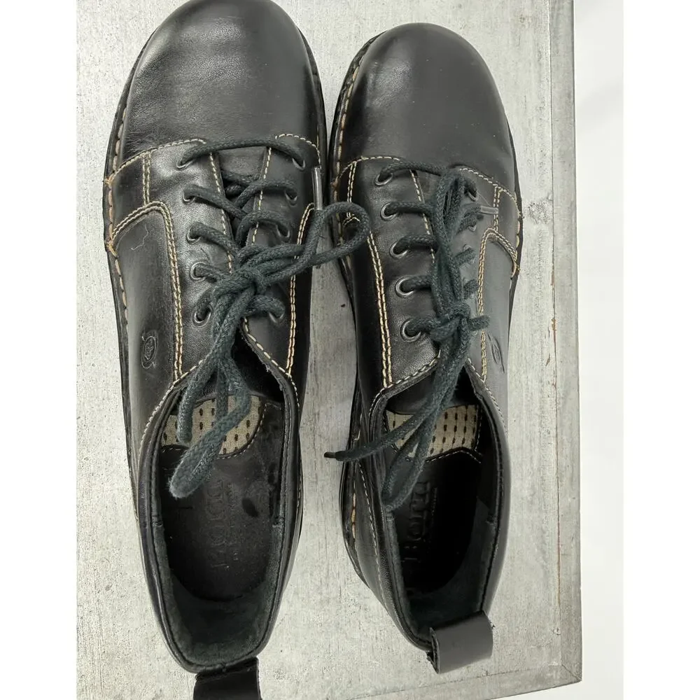 Børn Women's Jean Leather Oxford Lace-Up Shoes Black Size 6.5 M Style: W32146